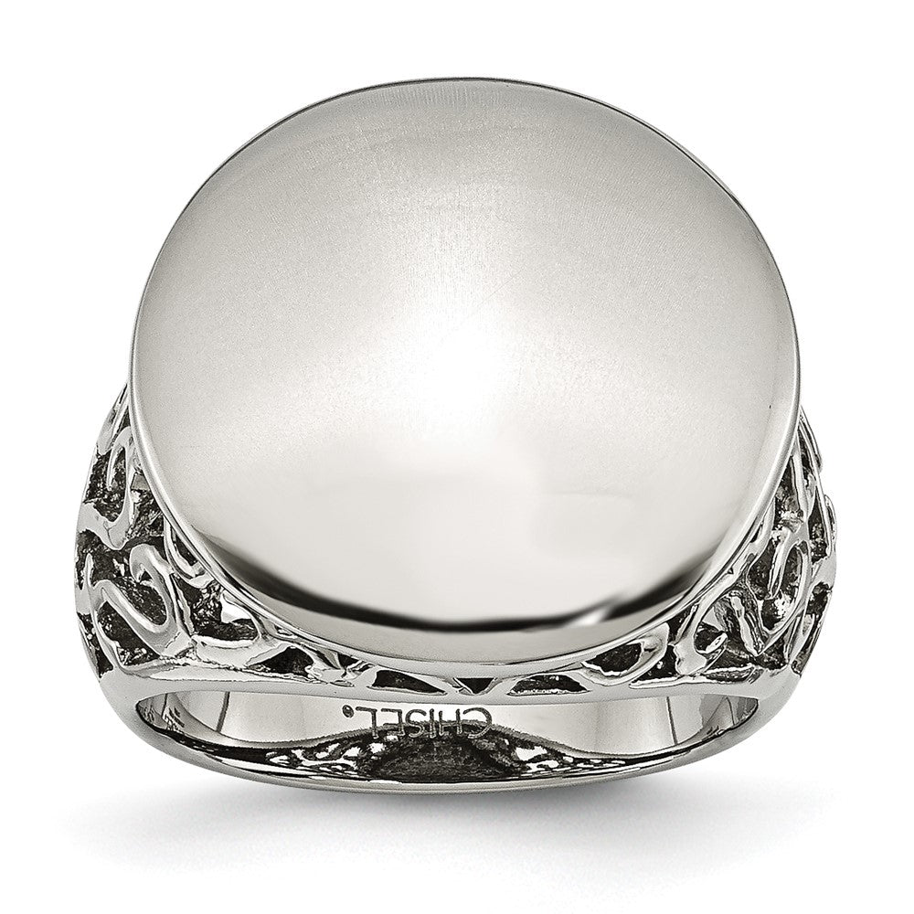 Stainless Steel Polished Circle Size 8 Ring