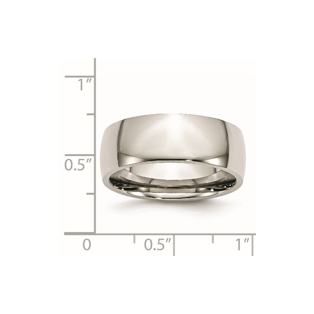 Chisel Stainless Steel Polished 8mm Half Round Band