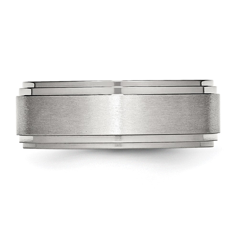 Chisel Stainless Steel Polished with Brushed Center 8mm Ridged Edge Band