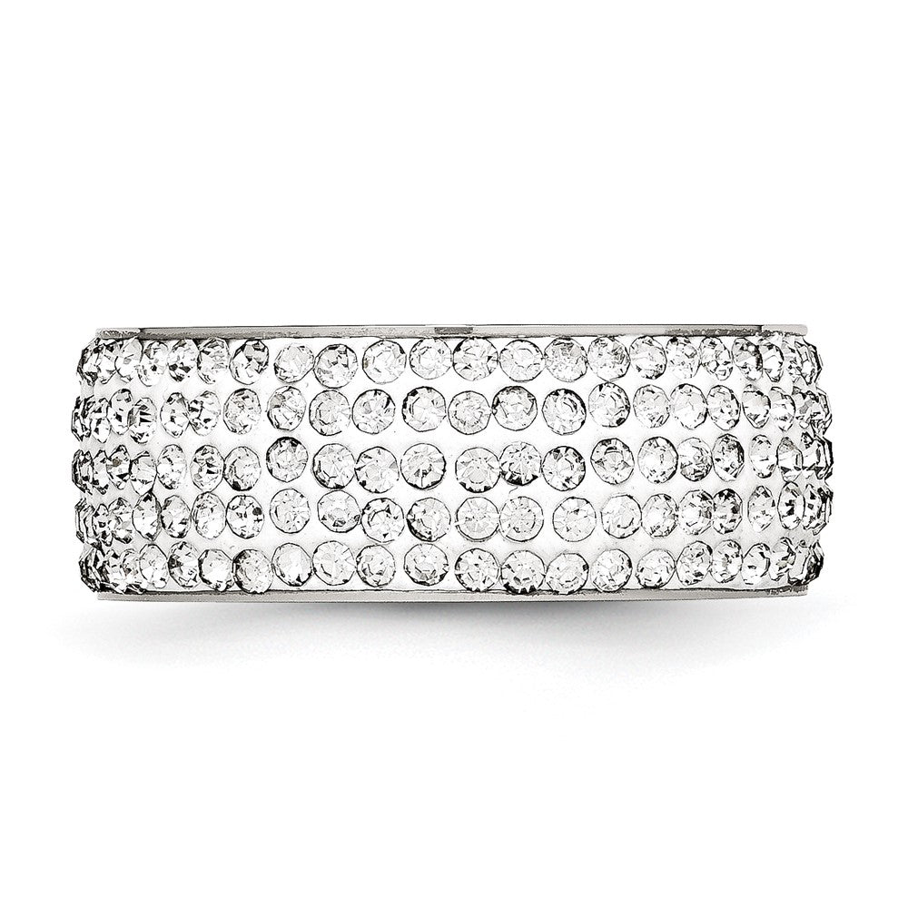 Chisel Stainless Steel Polished with Crystal 9mm Band