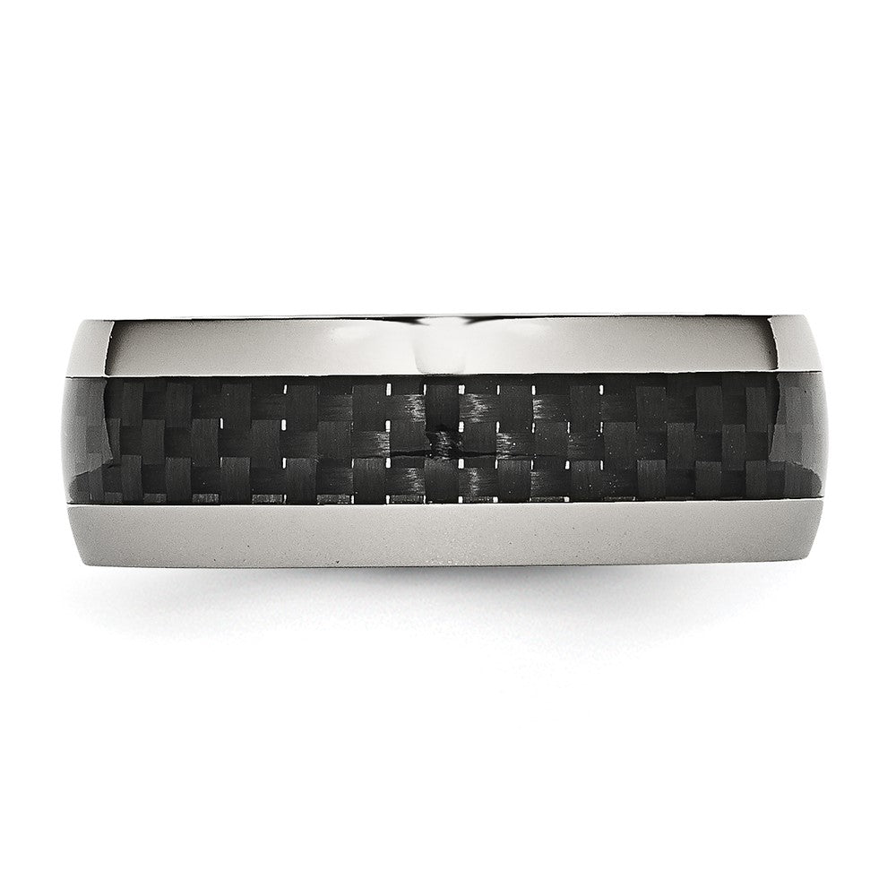 Chisel Stainless Steel Polished with Black Carbon Fiber Inlay 8mm Band