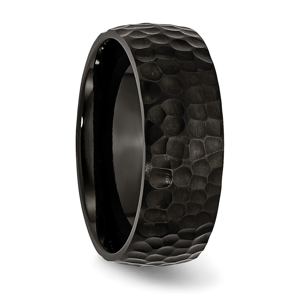 Stainless Steel Black IP-plated Hammered 8mm Band