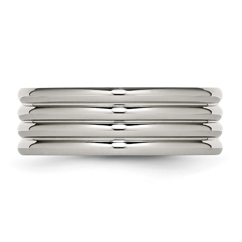 Chisel Stainless Steel Polished 8mm Grooved Band