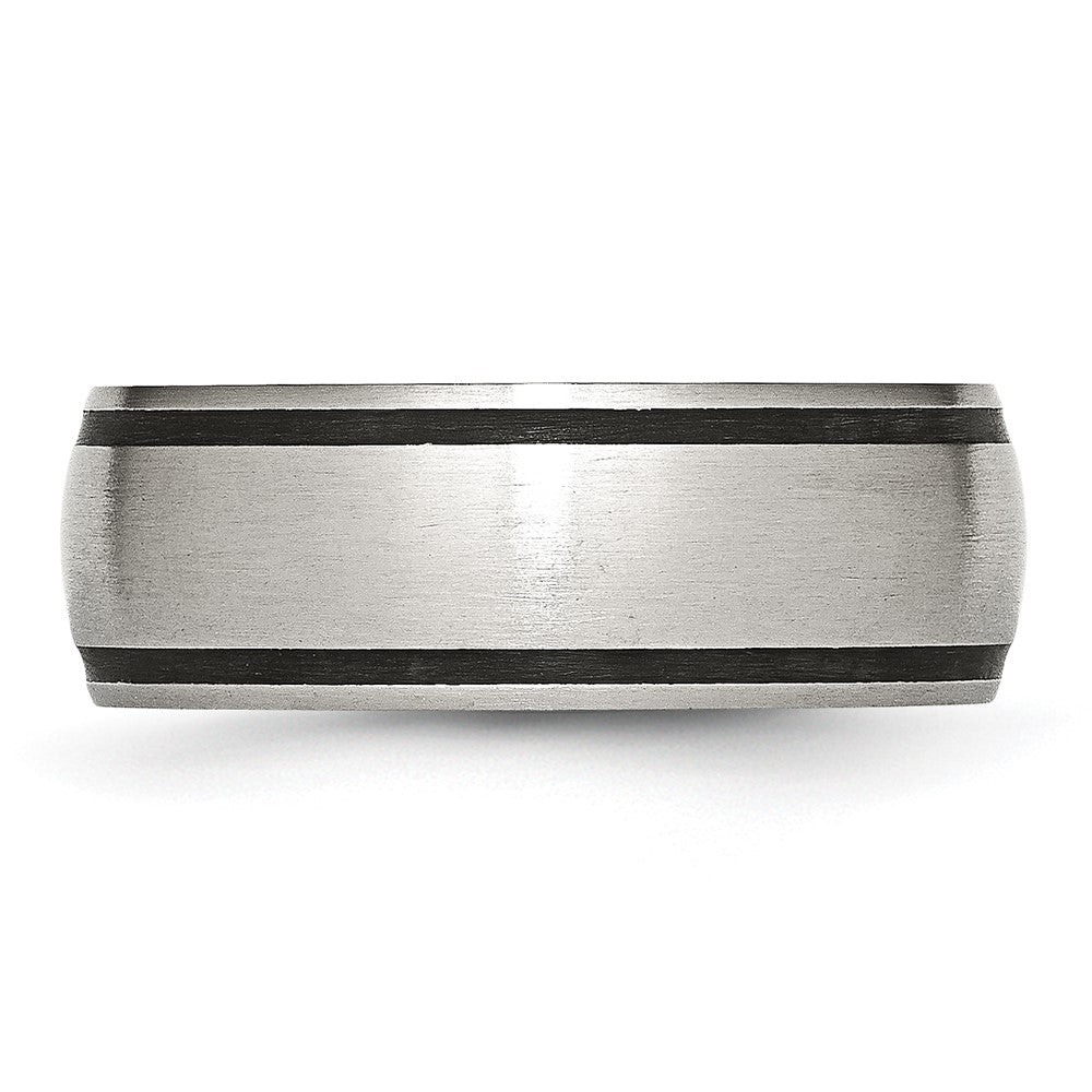 Chisel Stainless Steel Brushed with Black Rubber 8mm Band