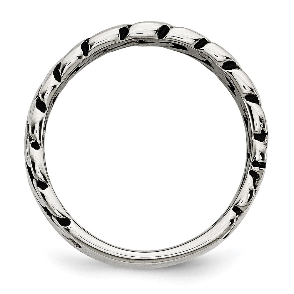 Stainless Steel Polished Tread Design Ring