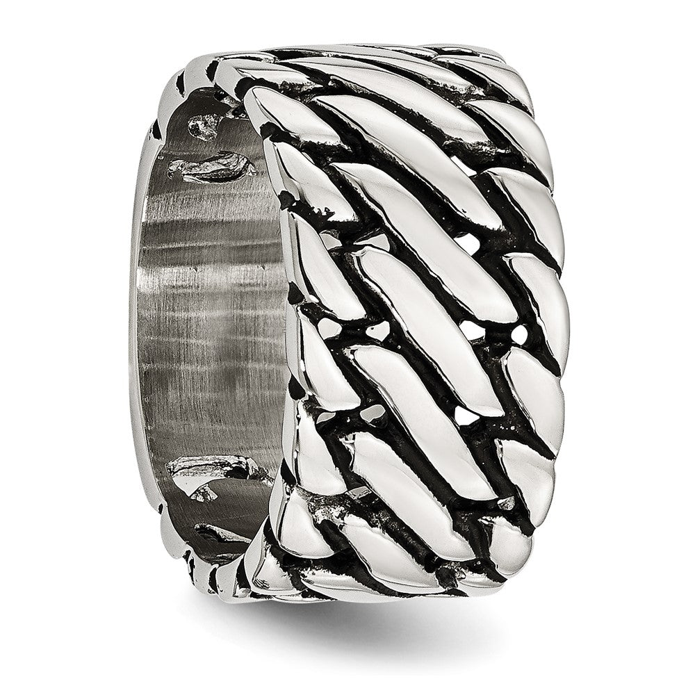Stainless Steel Polished Tread Design Ring