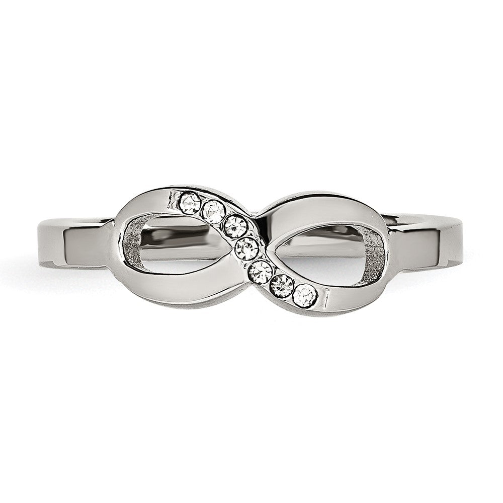 Chisel Stainless Steel Polished Infinity Symbol with CZ Ring