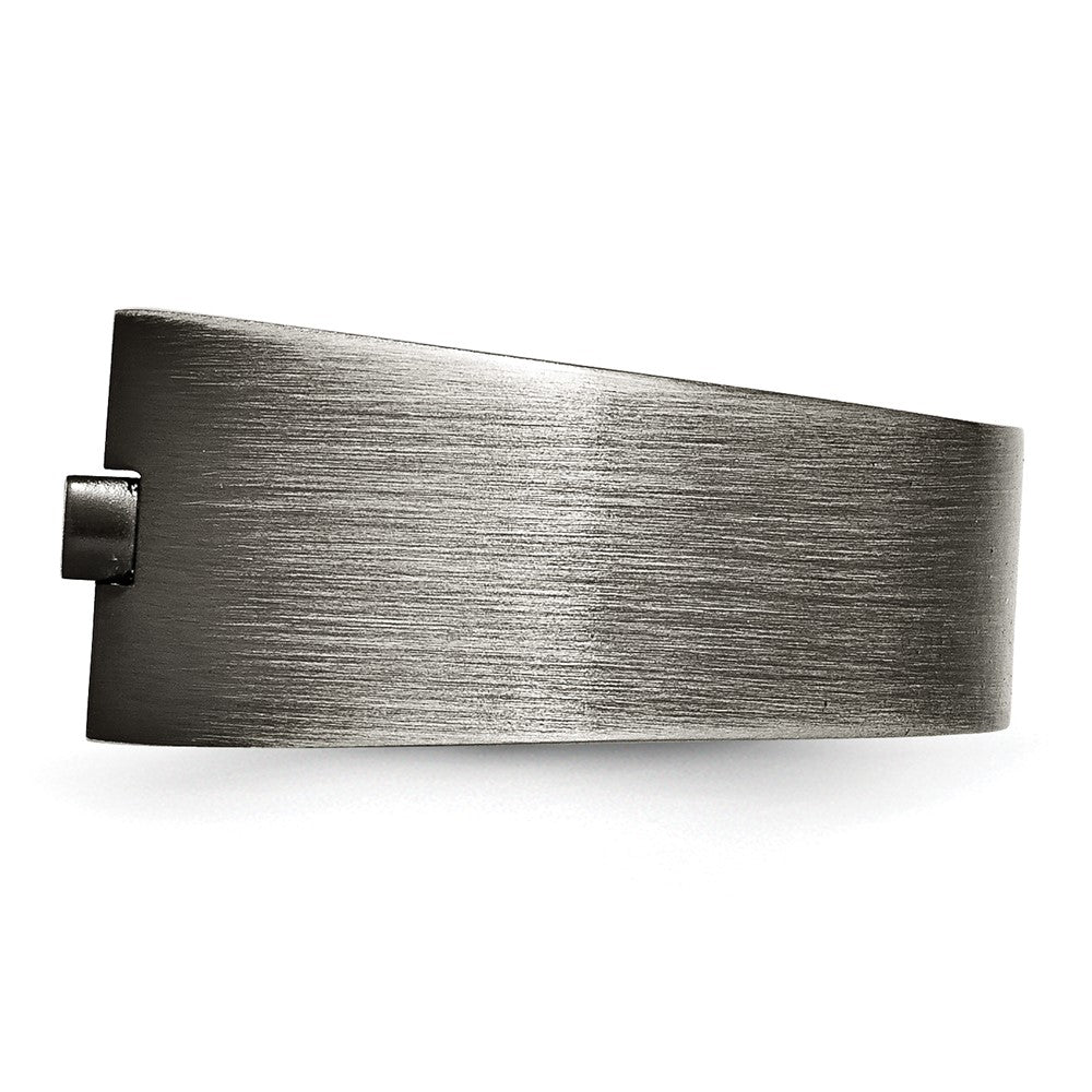 Chisel Stainless Steel Antiqued and Brushed with Black CZ Signet Ring