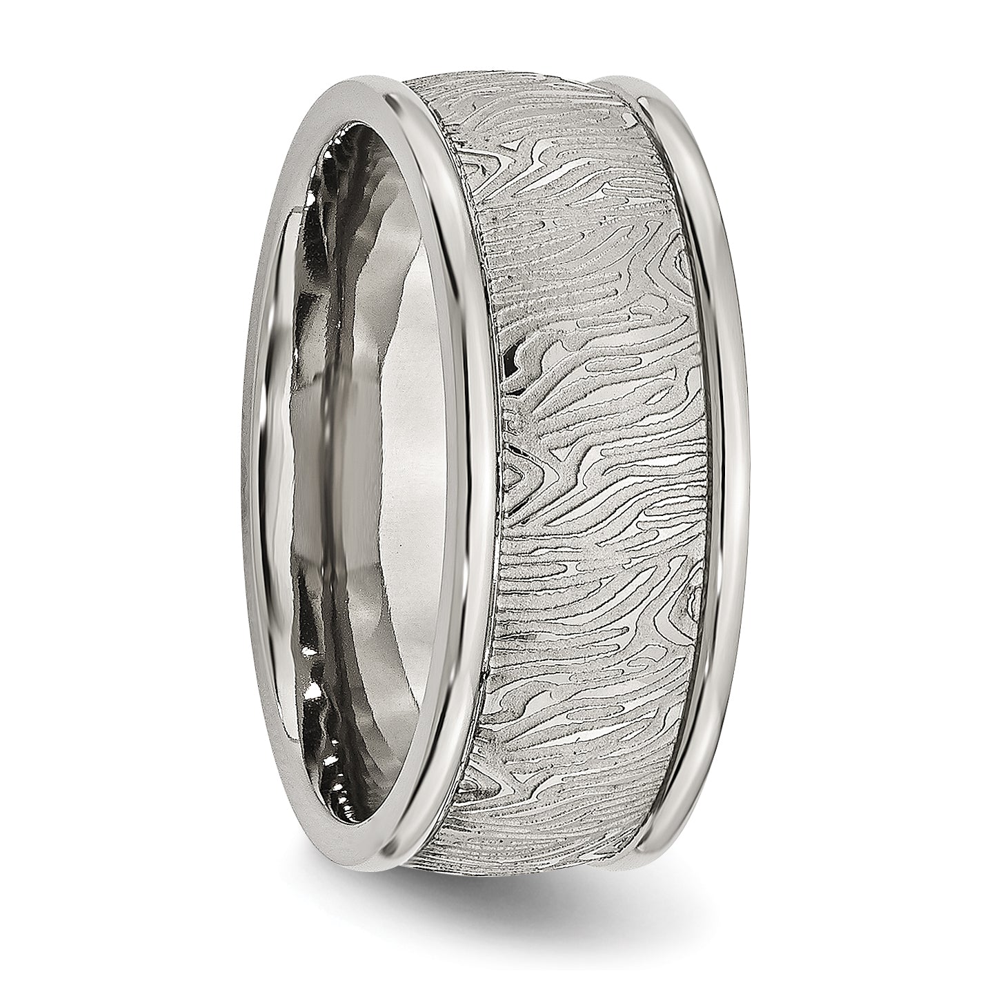 Chisel Stainless Steel Polished and Textured 9mm Rounded Edge Band