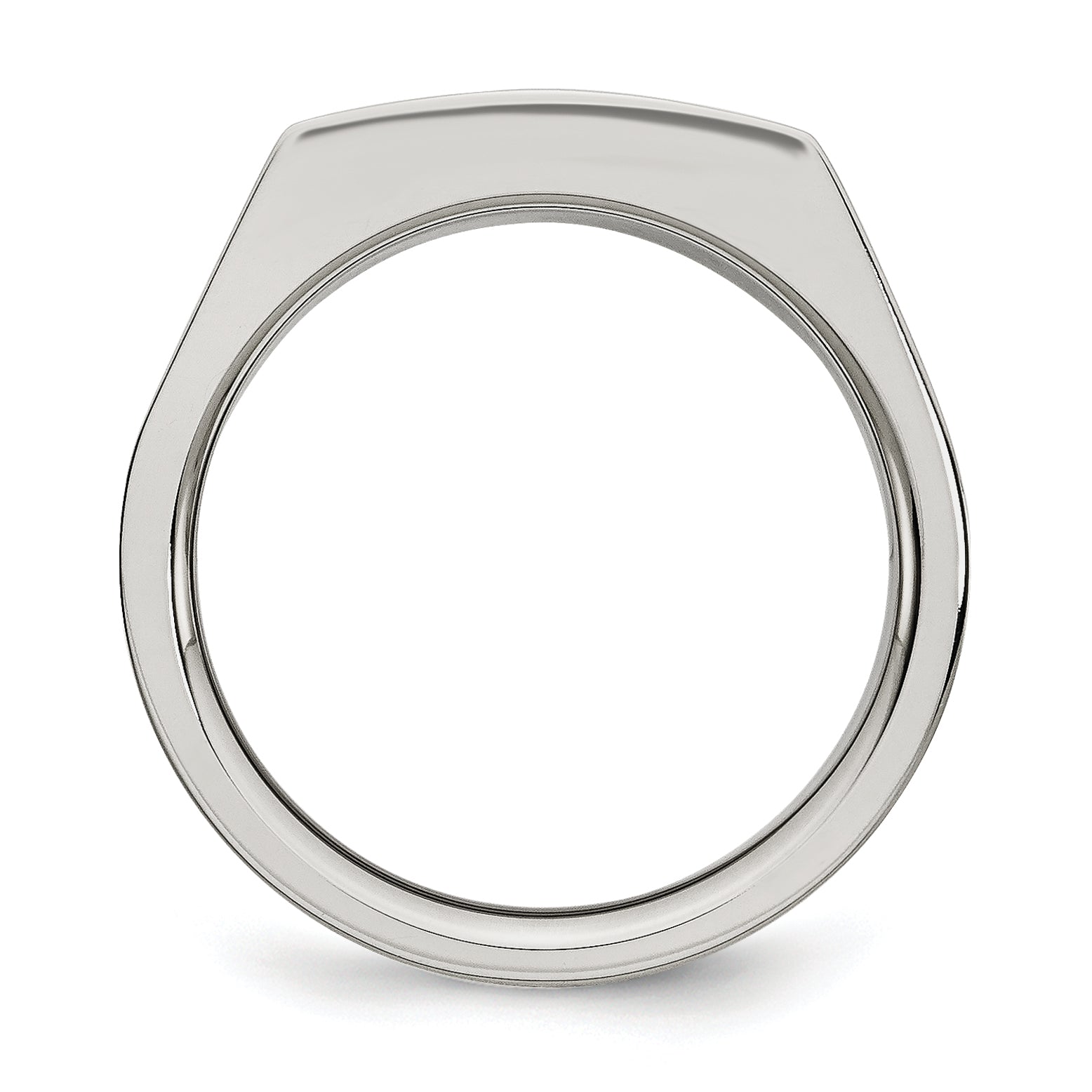 Chisel Stainless Steel Brushed and Polished with Black CZ Ring