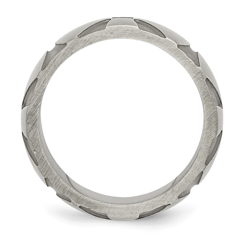 Stainless Steel Brushed .06ct Black Diamond Cross 10mm Band