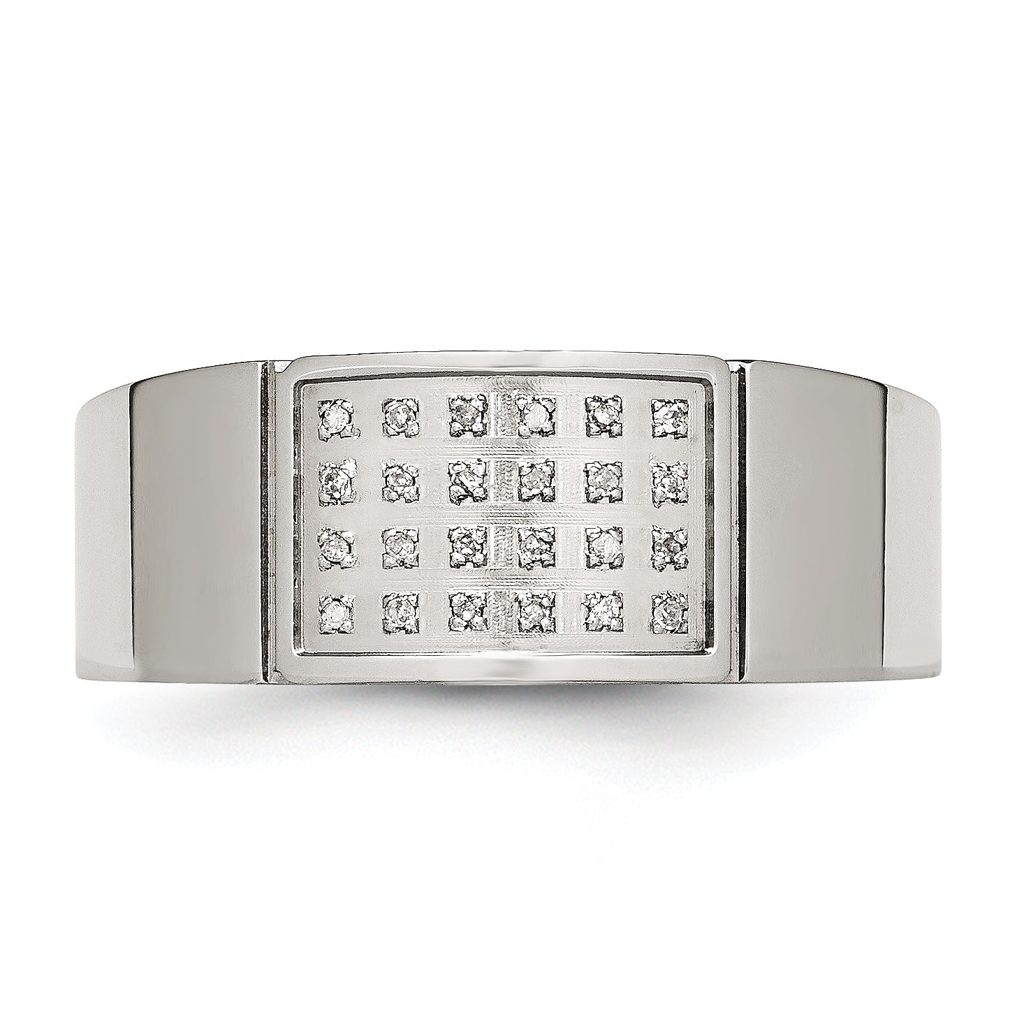 Chisel Stainless Steel Polished 1/10 Carat Diamond 9.5mm Band