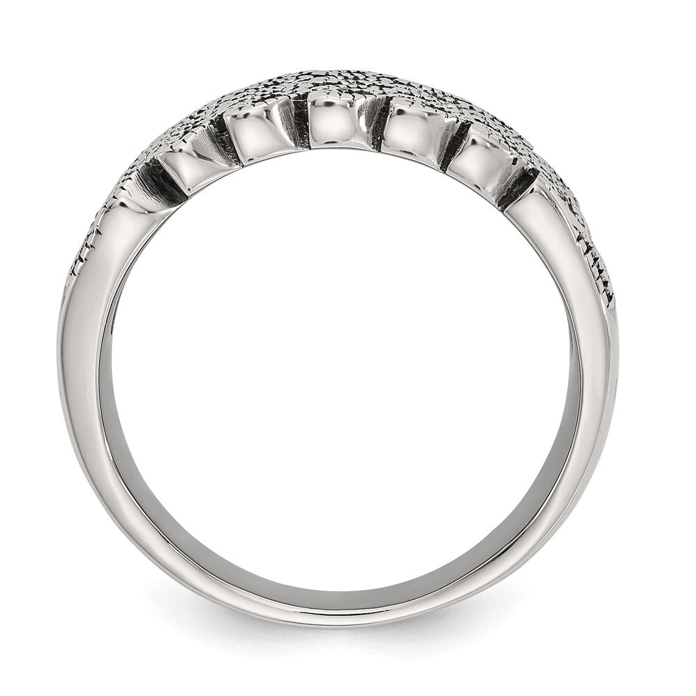 Chisel Stainless Steel Antiqued and Polished Marcasite Ring