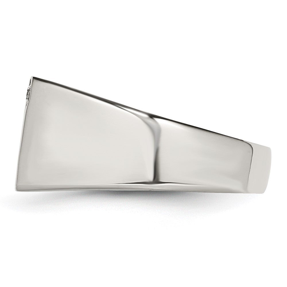 Stainless Steel Polished w/CZ Signet Ring