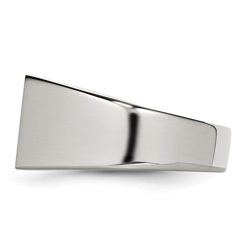 Chisel Stainless Steel Polished Carbon Fiber Inlay Signet Ring