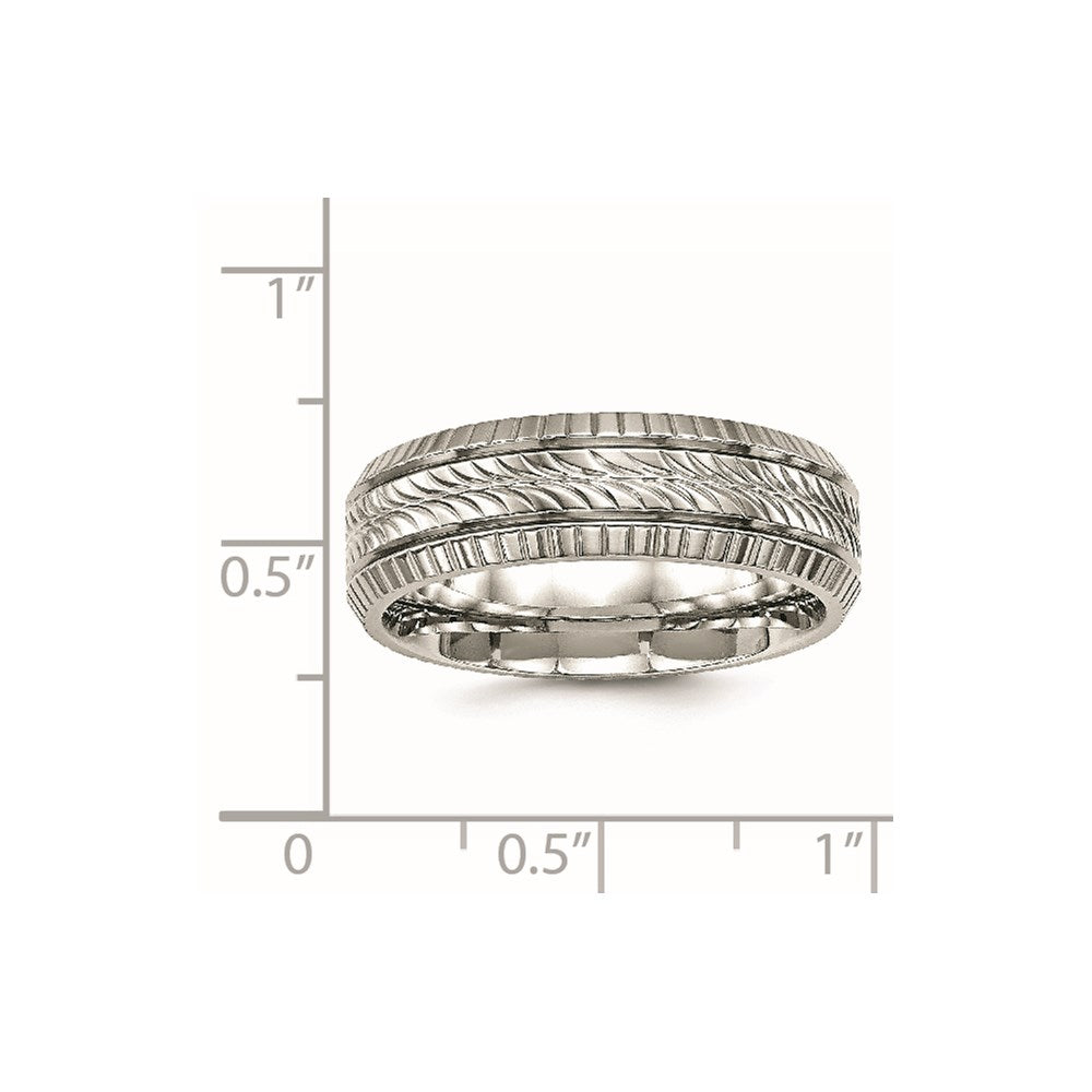 Chisel Stainless Steel Polished and Textured 7mm Grooved Band