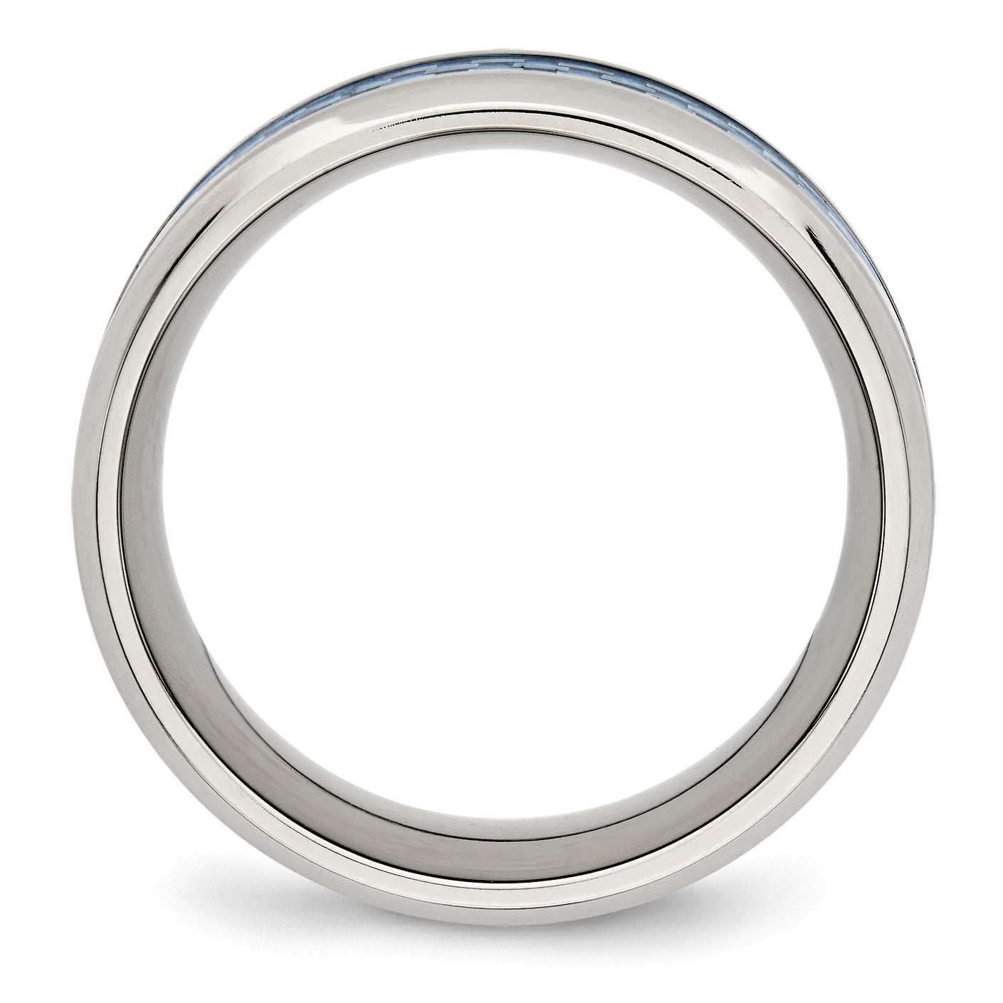 Chisel Stainless Steel Polished with Light Blue Carbon Fiber Inlay 8mm Band