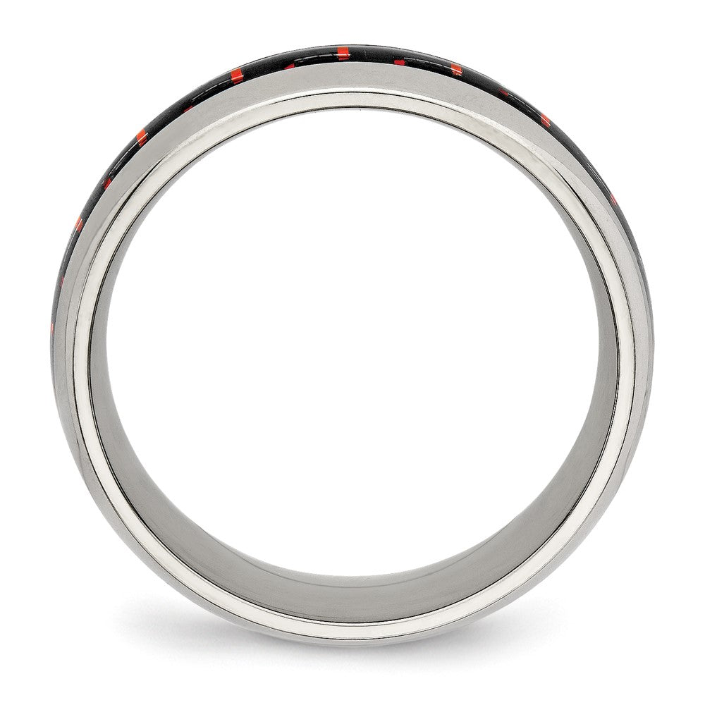 Chisel Stainless Steel Polished with Black and Red Carbon Fiber Inlay 8mm Band