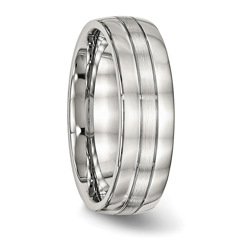 Chisel Stainless Steel Brushed and Polished 6.5mm Grooved Band