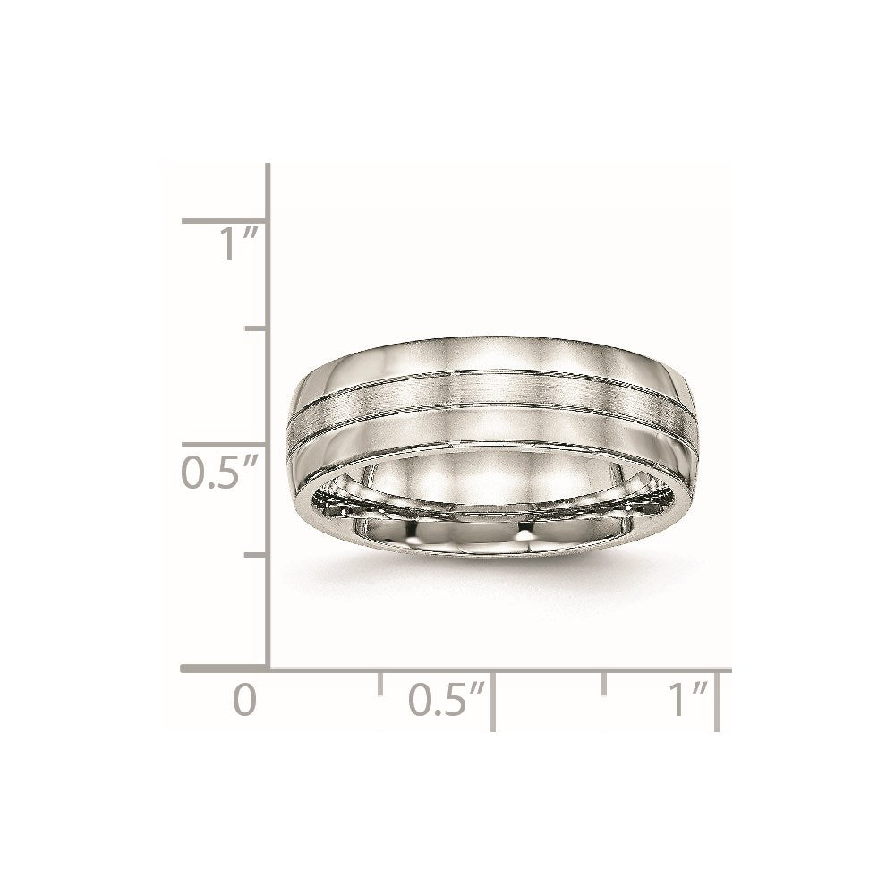 Chisel Stainless Steel Brushed and Polished 6.5mm Grooved Band