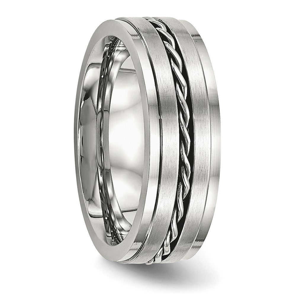 Chisel Stainless Steel Brushed and Polished Twisted 7mm Band