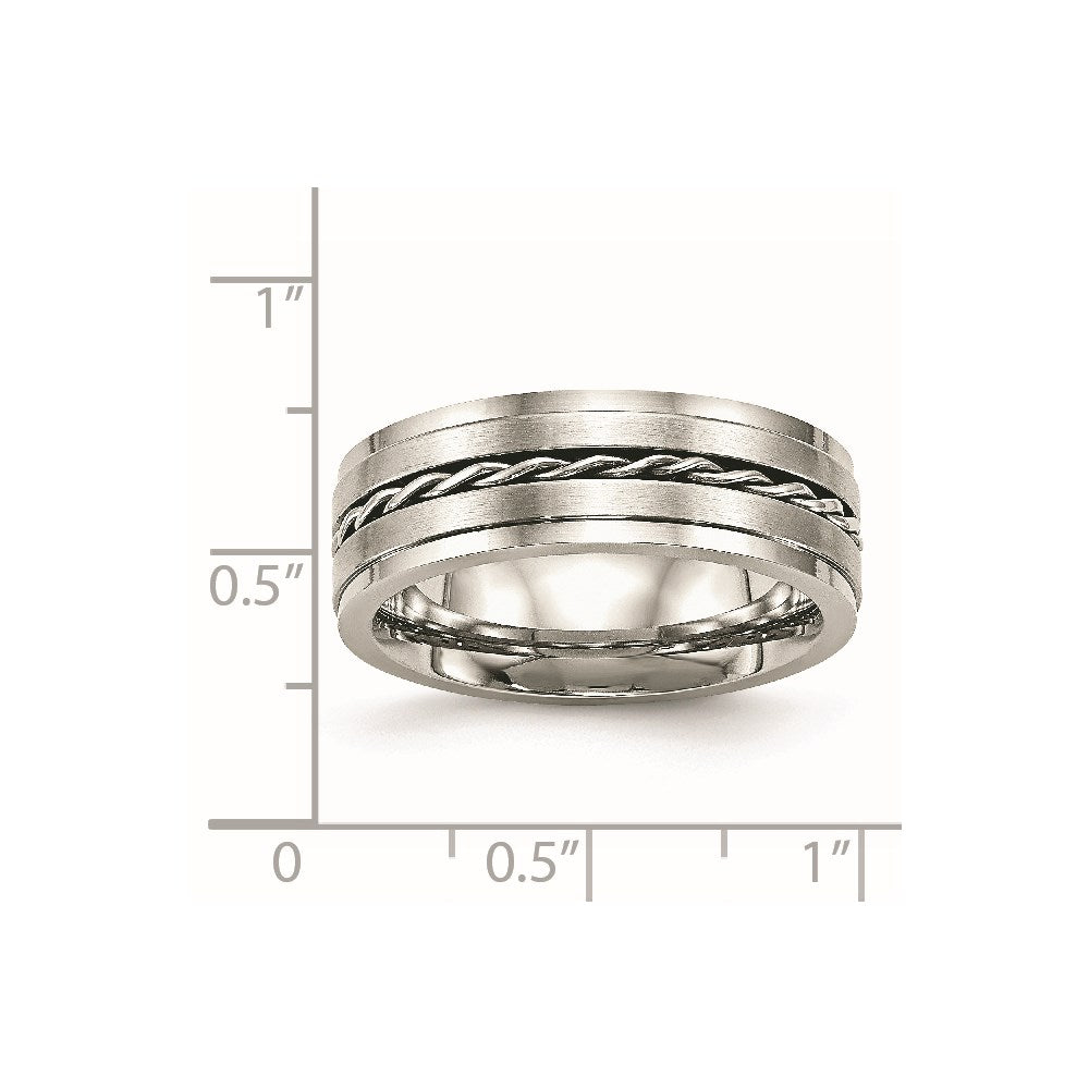 Chisel Stainless Steel Brushed and Polished Twisted 7mm Band