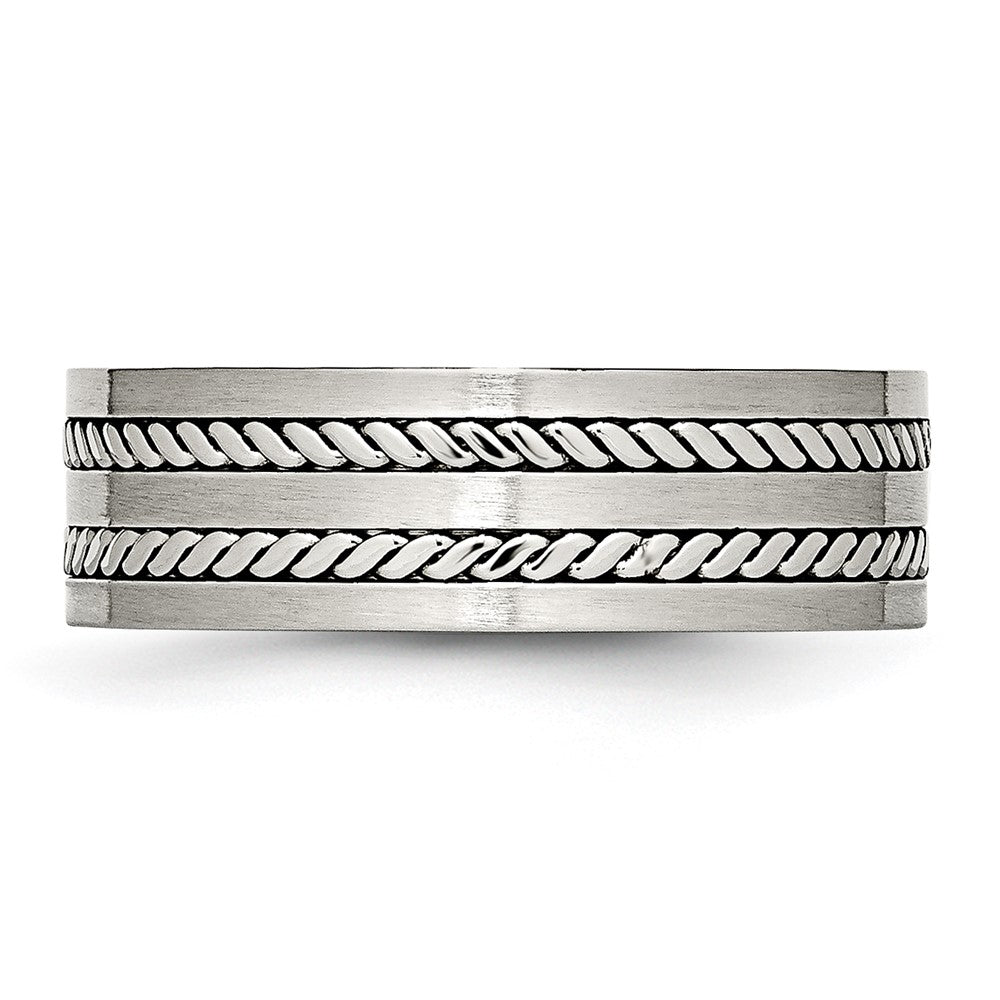 Chisel Stainless Steel Brushed and Polished Twisted 7mm Band