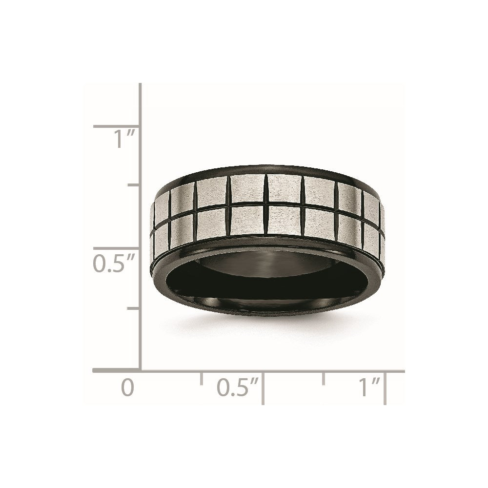 Stainless Steel Brushed Black IP-plated 9mm Band