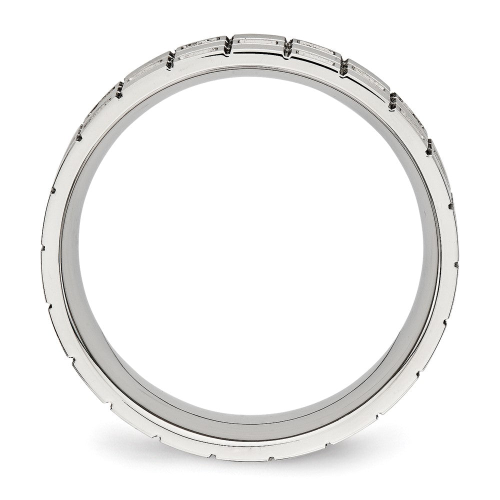 Stainless Steel Brushed w/CZ 7mm Grooved Band