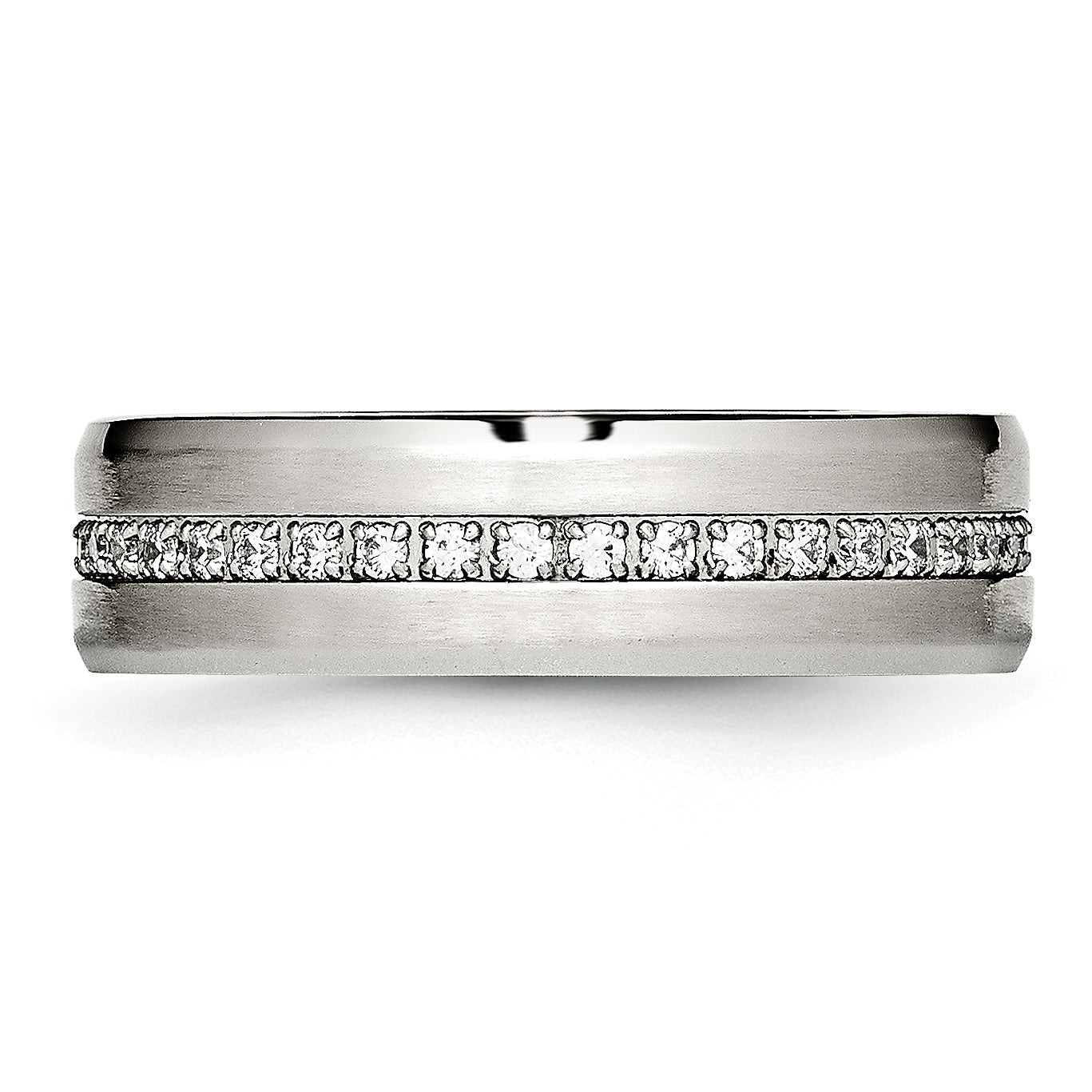 Chisel Stainless Steel Brushed and Polished with CZ 6.5mm Band