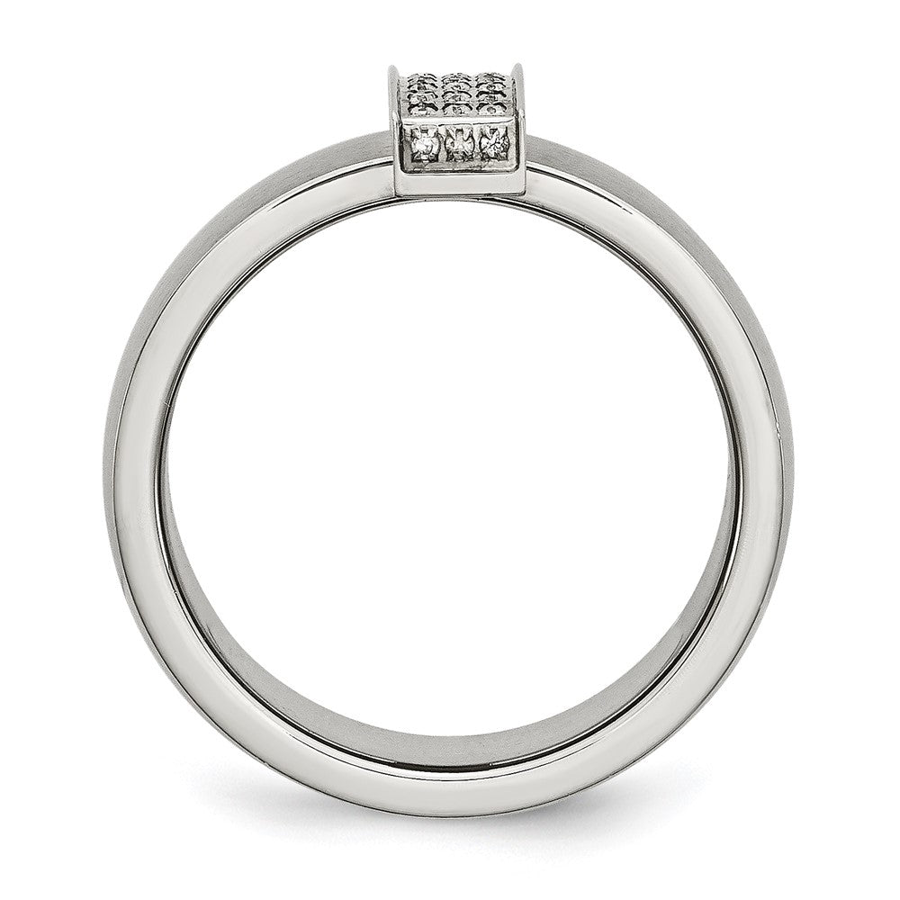 Stainless Steel Brushed w/CZ 8mm Band