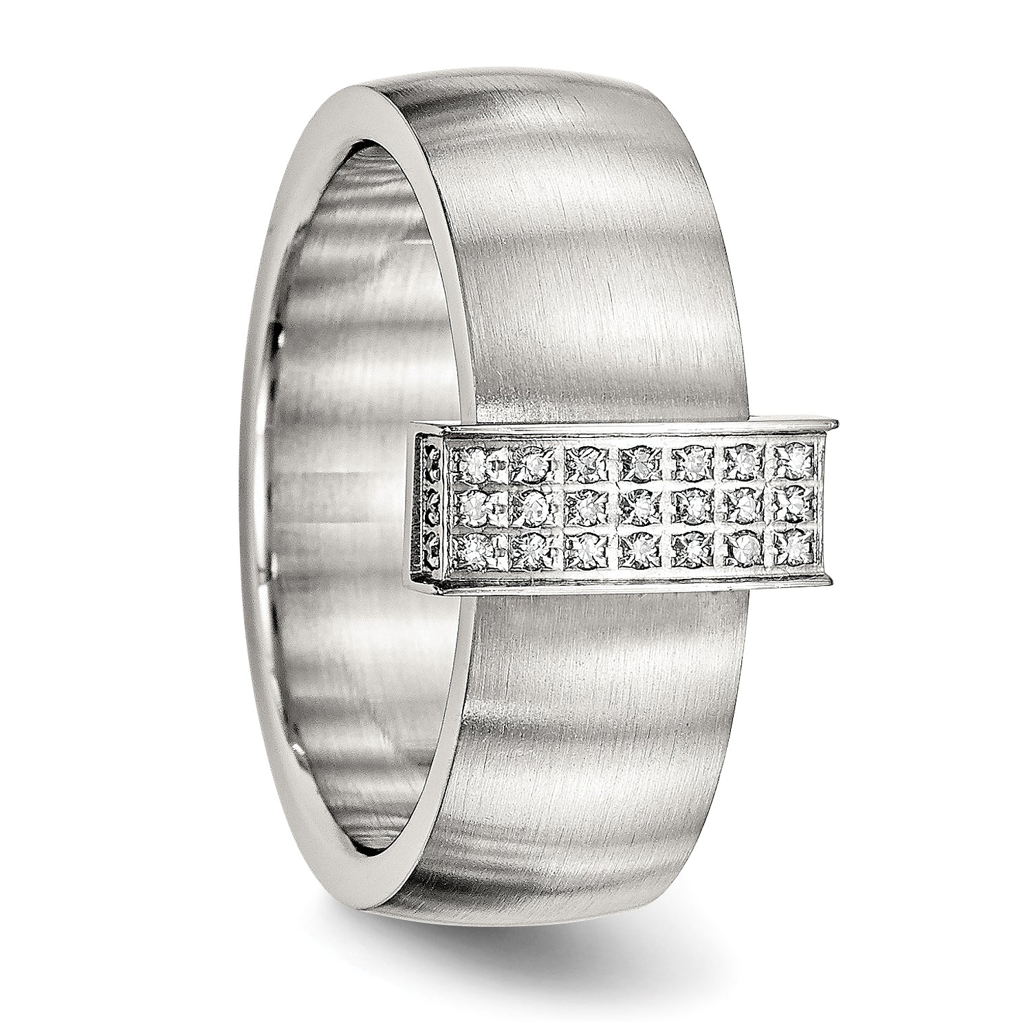 Stainless Steel Brushed w/CZ 8mm Band