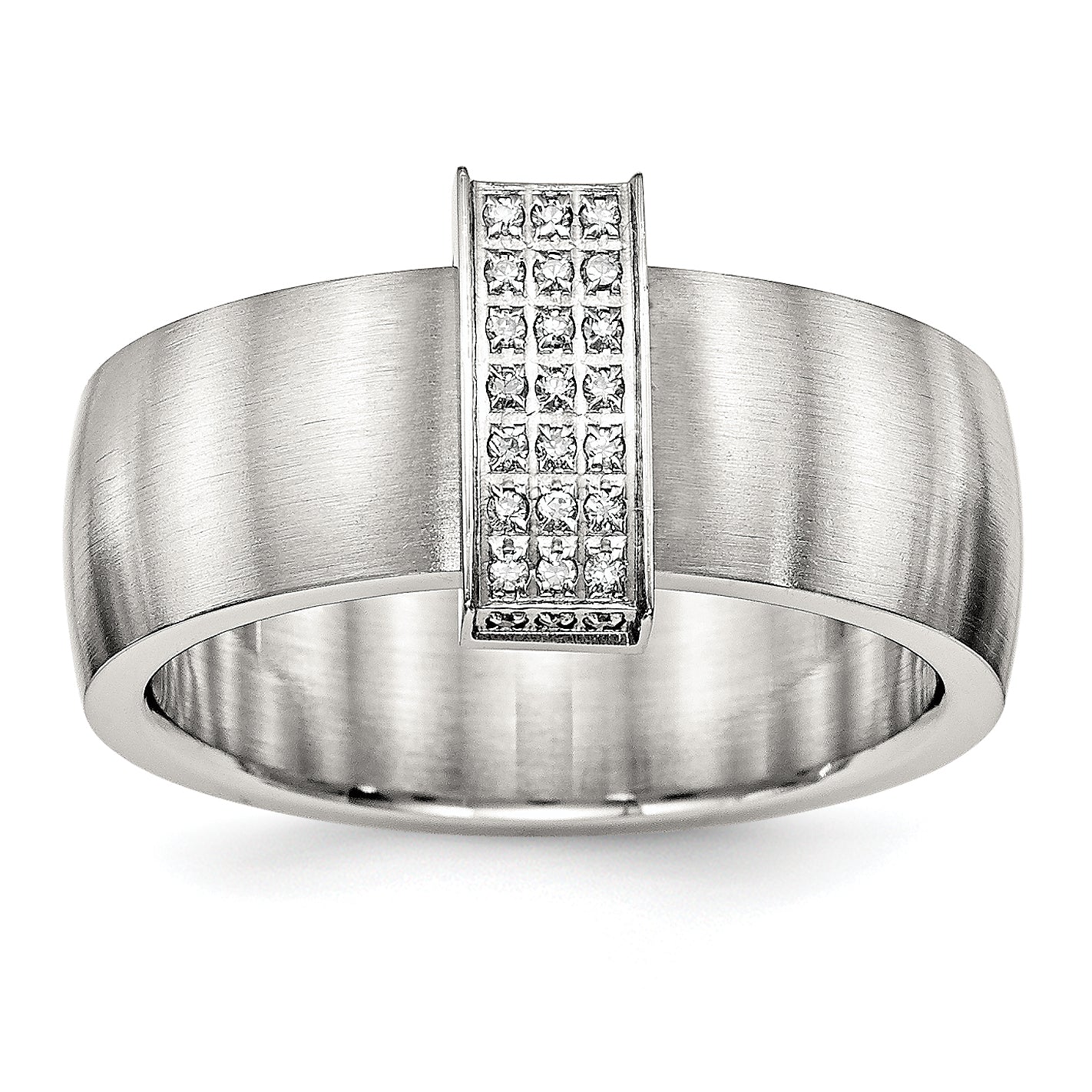 Stainless Steel Brushed w/CZ 8mm Band