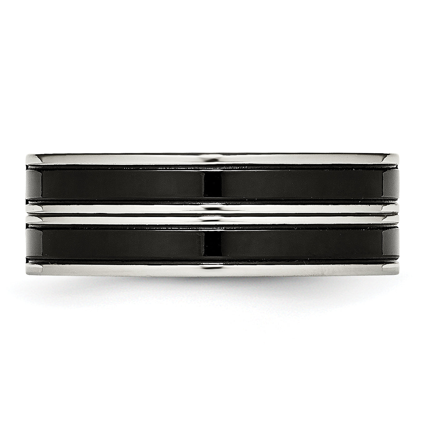 Stainless Steel Polished Black IP-plated w/CZ 8mm Band