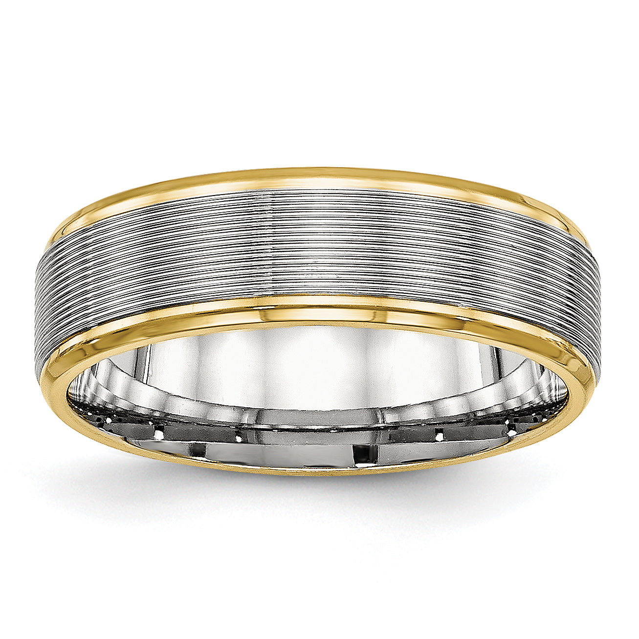 Chisel Stainless Steel Polished Yellow IP-plated 6mm Grooved Band
