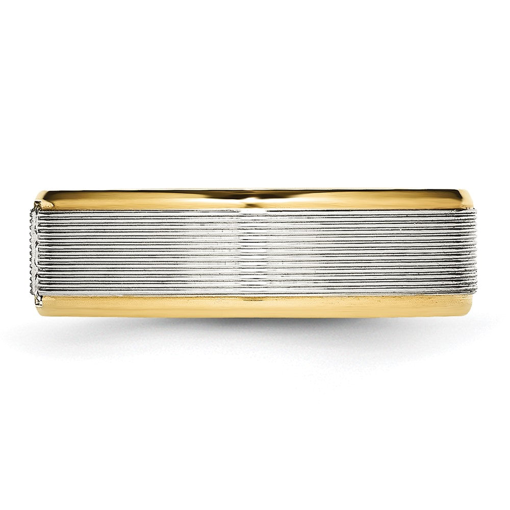 Stainless Steel Polished Yellow IP-plated w/CZ 6mm Grooved Band