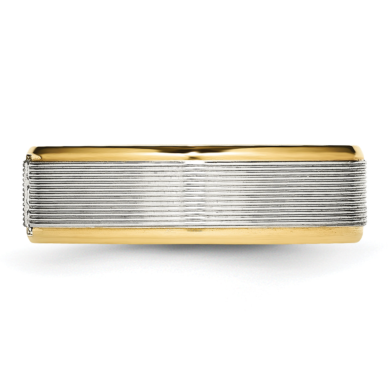 Stainless Steel Polished Yellow IP-plated w/CZ 6mm Grooved Band