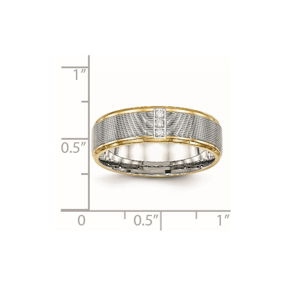 Stainless Steel Polished Yellow IP-plated w/CZ 6mm Grooved Band