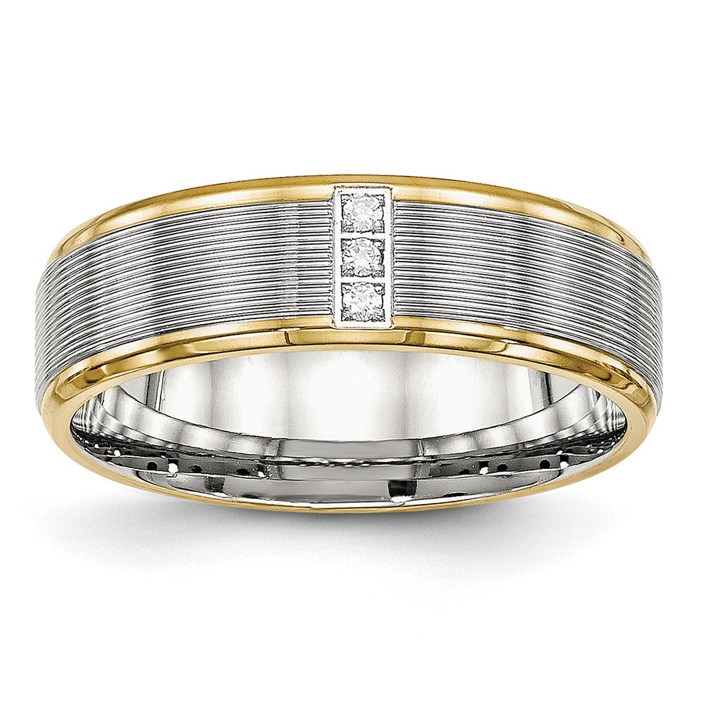 Stainless Steel Polished Yellow IP-plated w/CZ 6mm Grooved Band