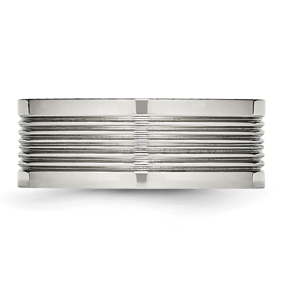 Stainless Steel Polished Grooved 8mm Comfort Fit Band