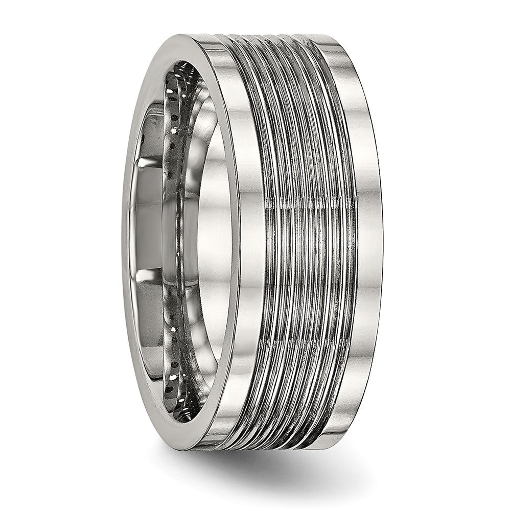 Stainless Steel Polished Grooved 8mm Comfort Fit Band