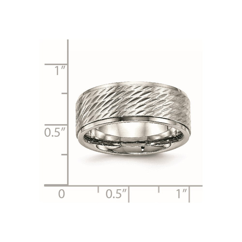 Stainless Steel Polished Brushed Center D/C 9mm Ridged Edge Band