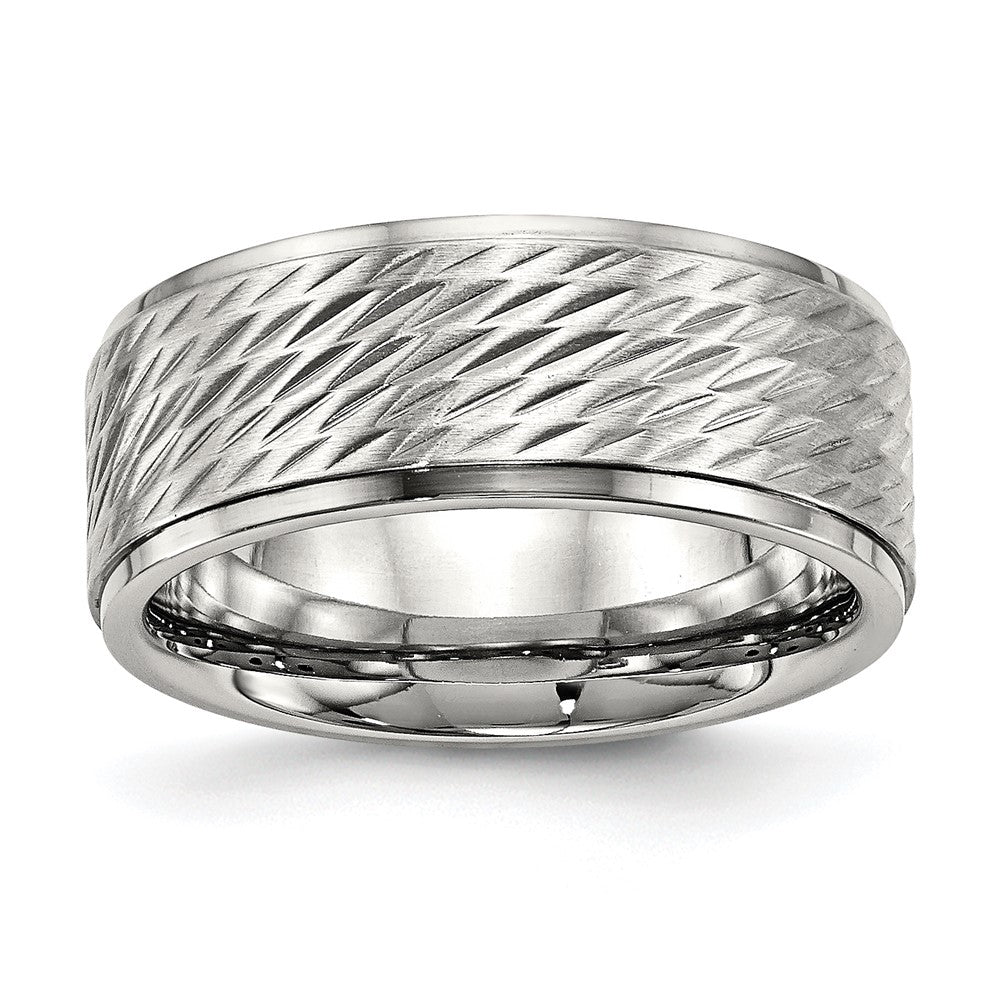 Stainless Steel Polished Brushed Center D/C 9mm Ridged Edge Band