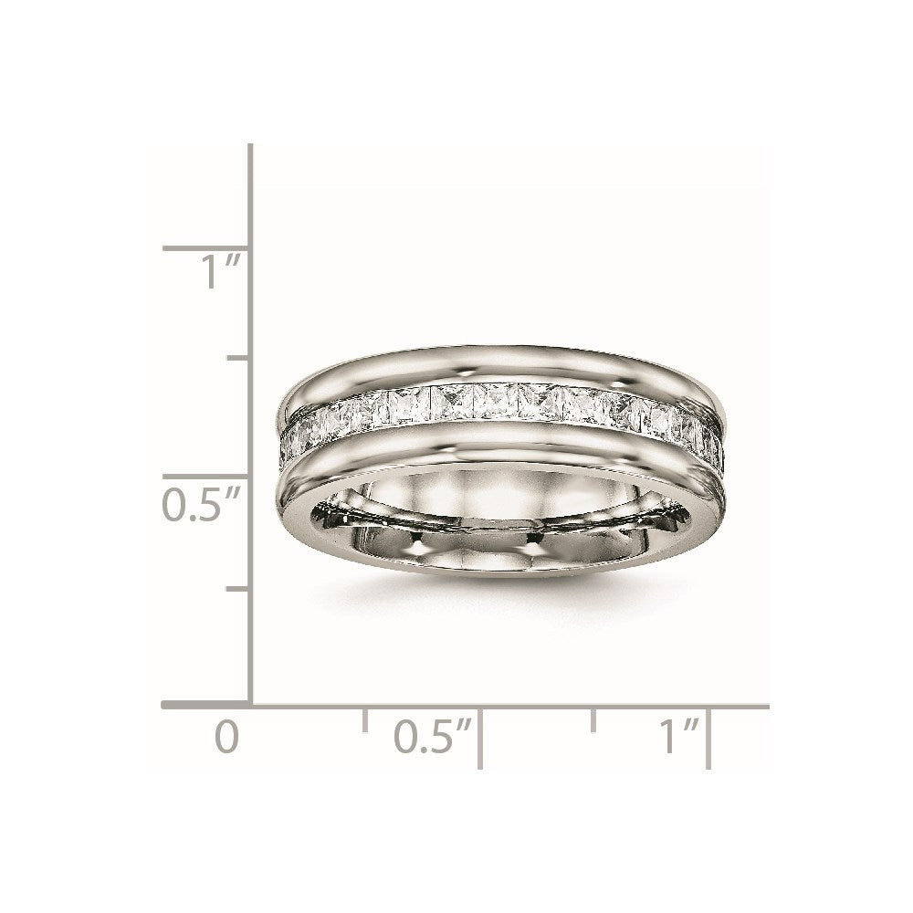Chisel Stainless Steel Polished with CZ 7mm Band