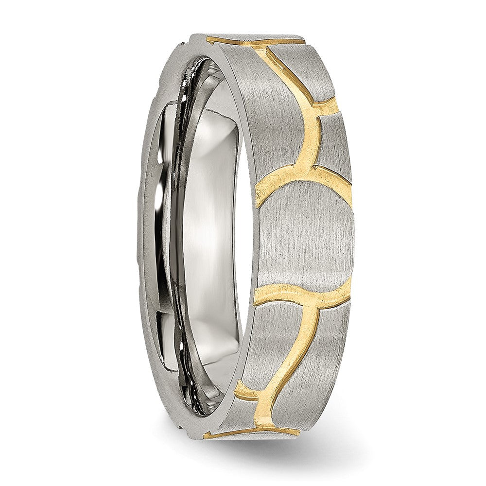 Stainless Steel Brushed Yellow IP-plated 6mm Grooved Band