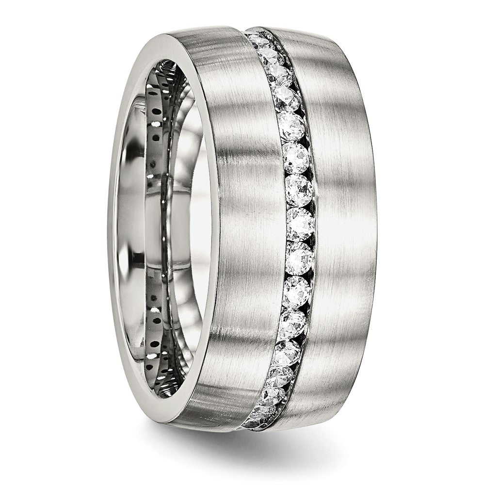 Chisel Stainless Steel Brushed and Polished with CZ 10mm Band