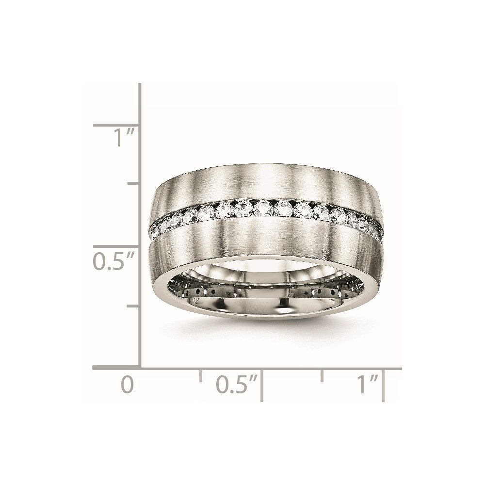 Chisel Stainless Steel Brushed and Polished with CZ 10mm Band