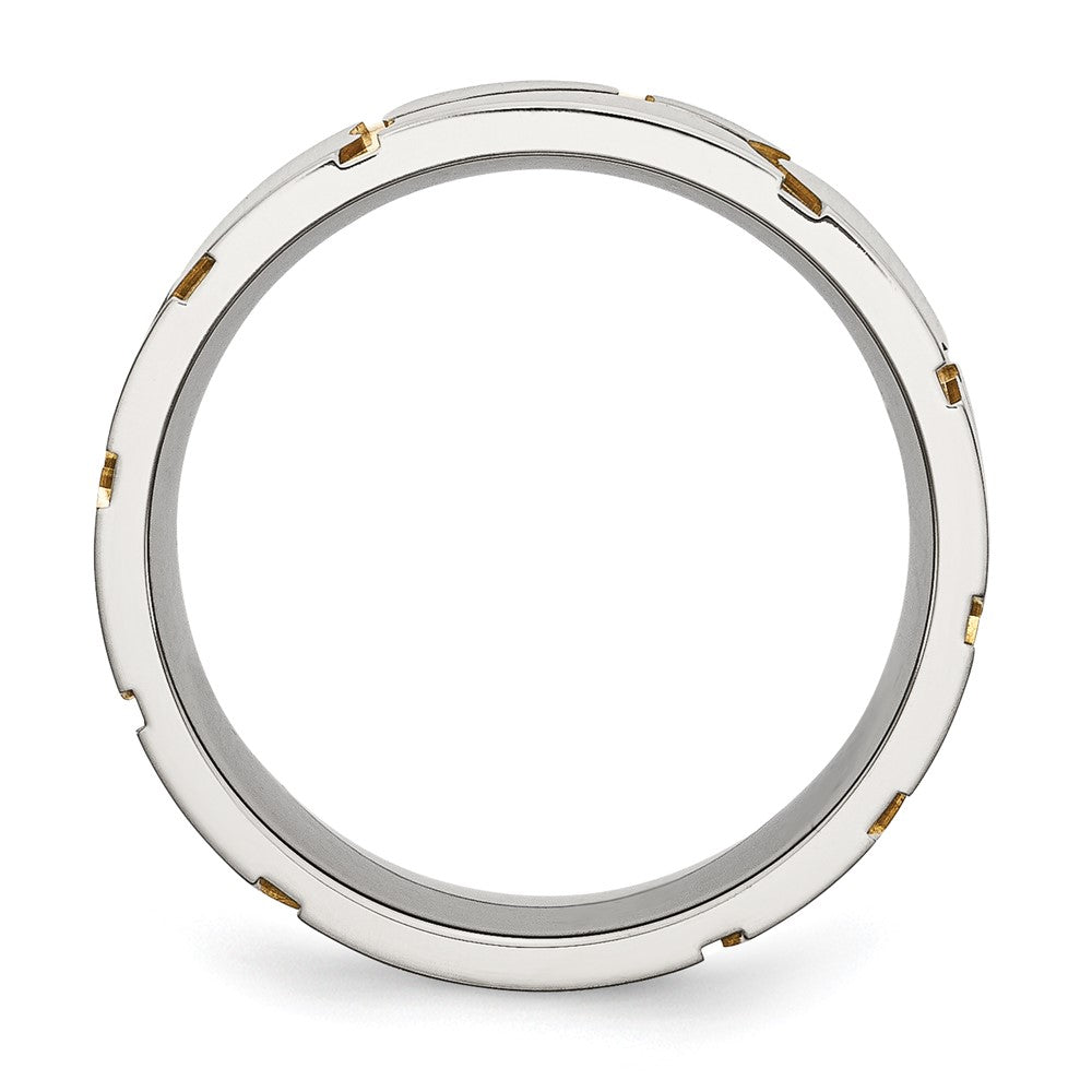Chisel Stainless Steel Brushed Yellow IP-plated 8mm Grooved Band