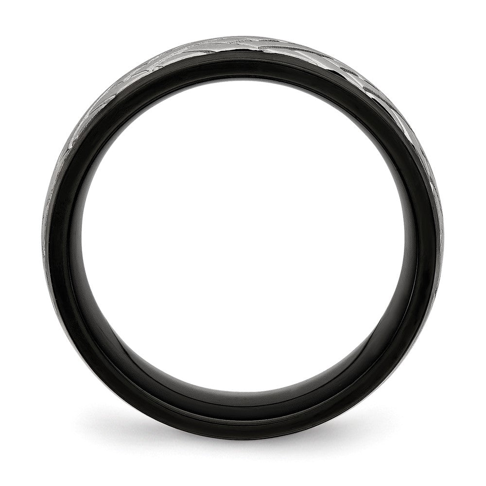 Chisel Stainless Steel Brushed Black IP-plated 8mm Grooved Band