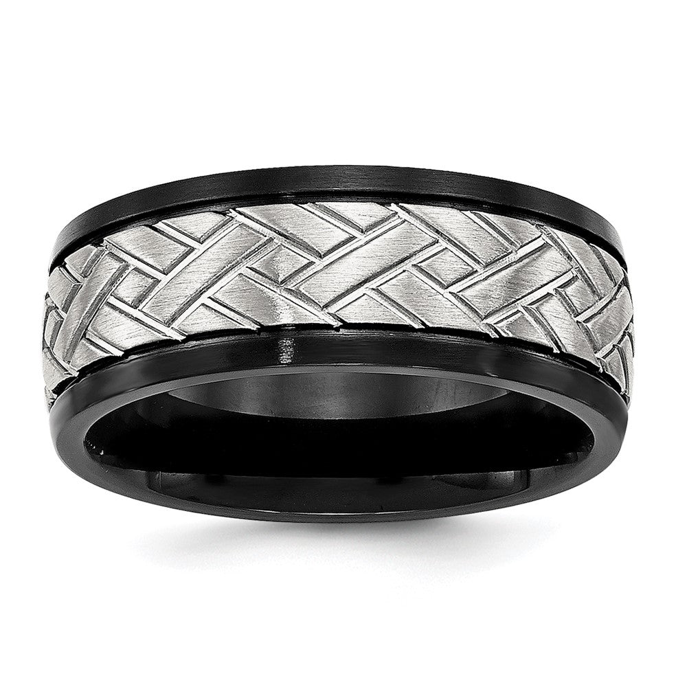 Chisel Stainless Steel Brushed Black IP-plated 8mm Grooved Band